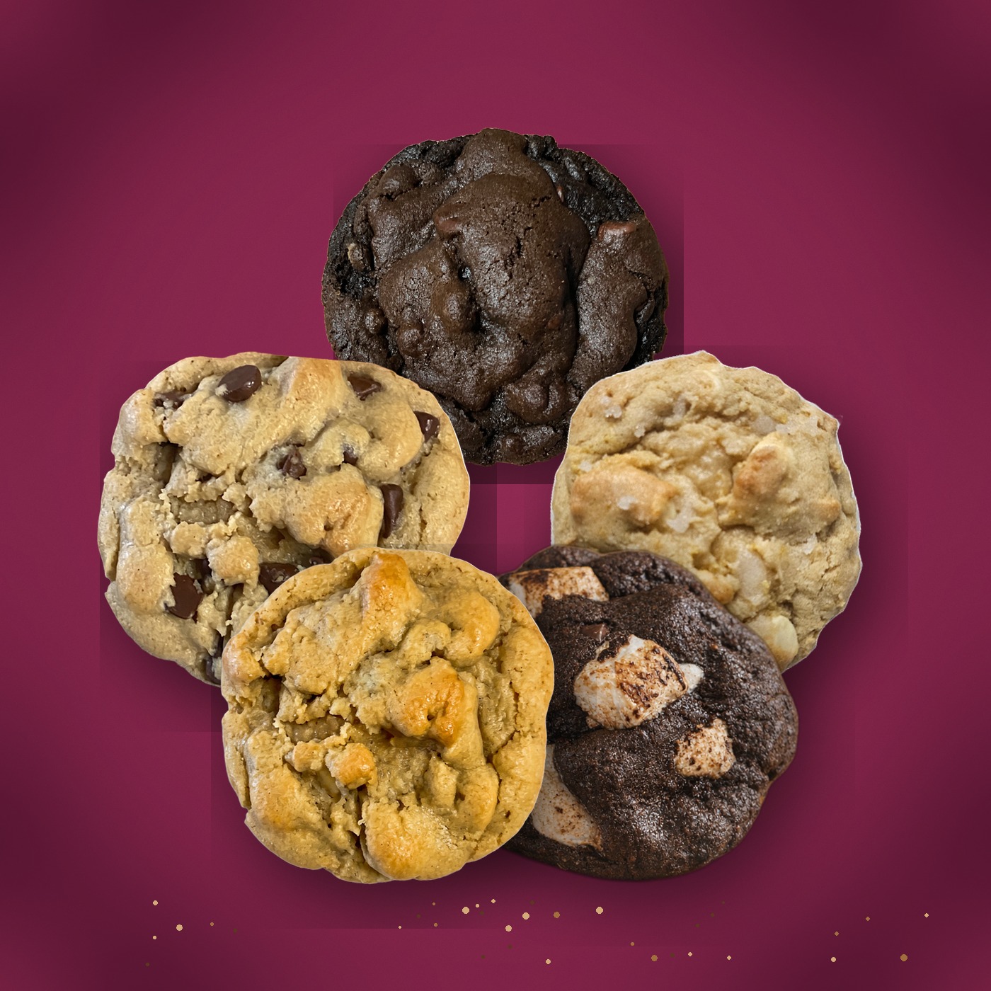 Stack of fresh-baked chocolate chip cookies by Allie's Sweet Treats